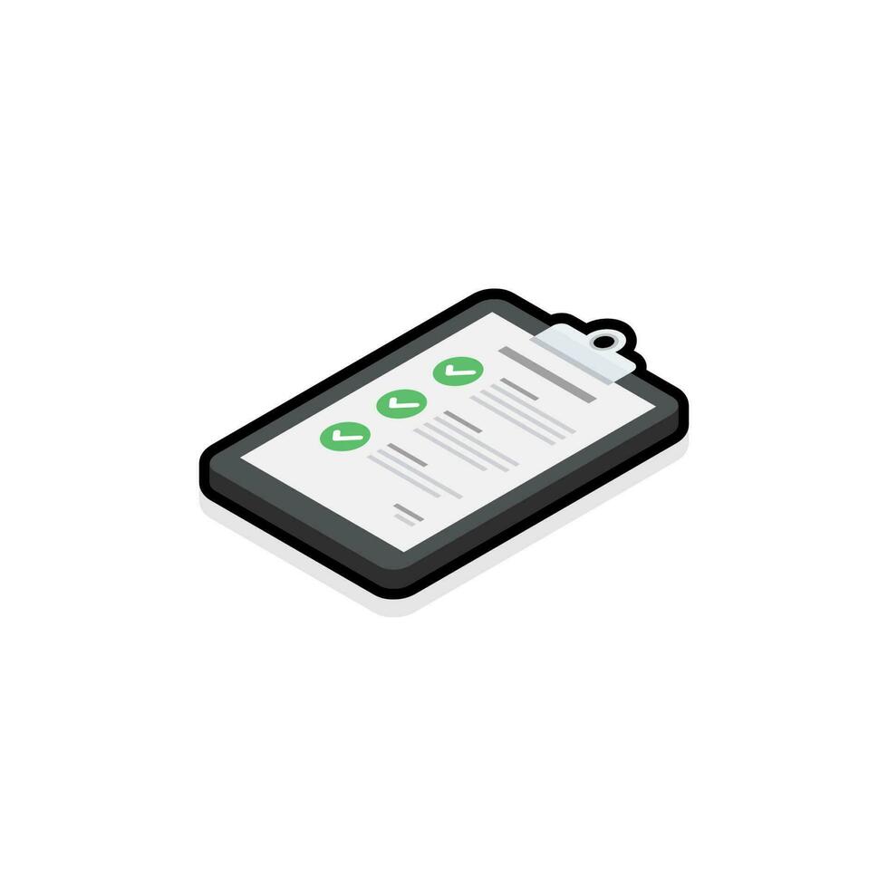 Checklist Isometric left view - Black Stroke with Shadow icon vector isometric. Flat style vector illustration.