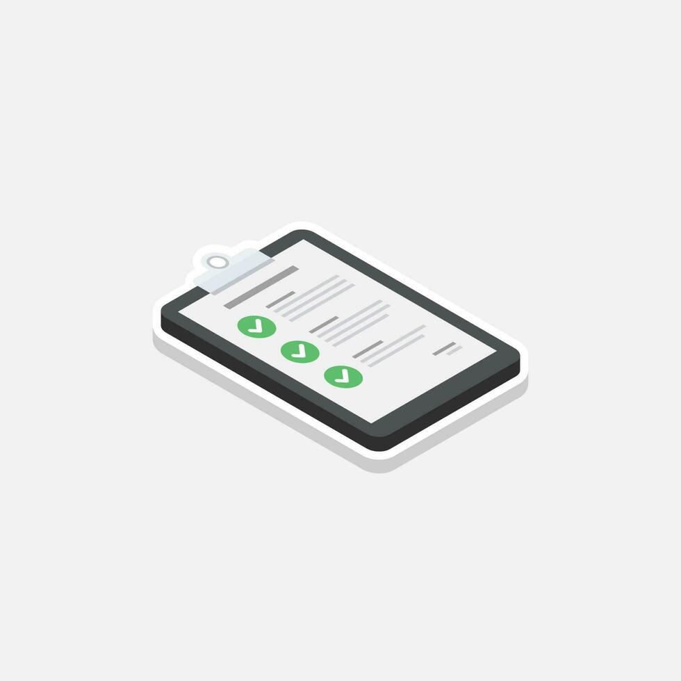 Checklist Isometric right view - White Stroke with Shadow icon vector isometric. Flat style vector illustration.