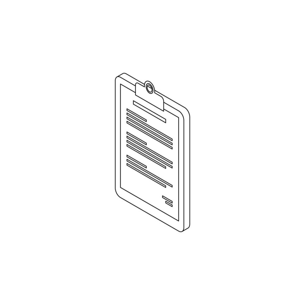 Clipboard Isometric left view - Black Outline icon vector isometric. Flat style vector illustration.