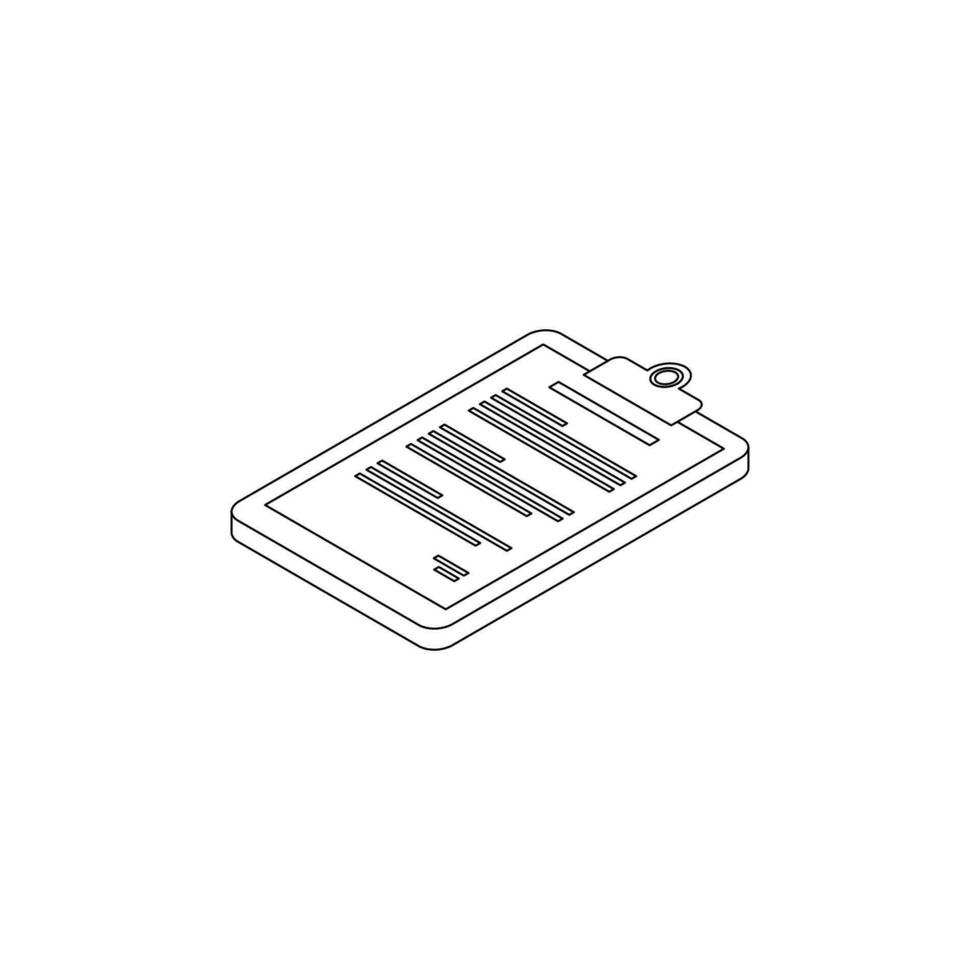 Clipboard Isometric left view - Black Outline icon vector isometric. Flat style vector illustration.