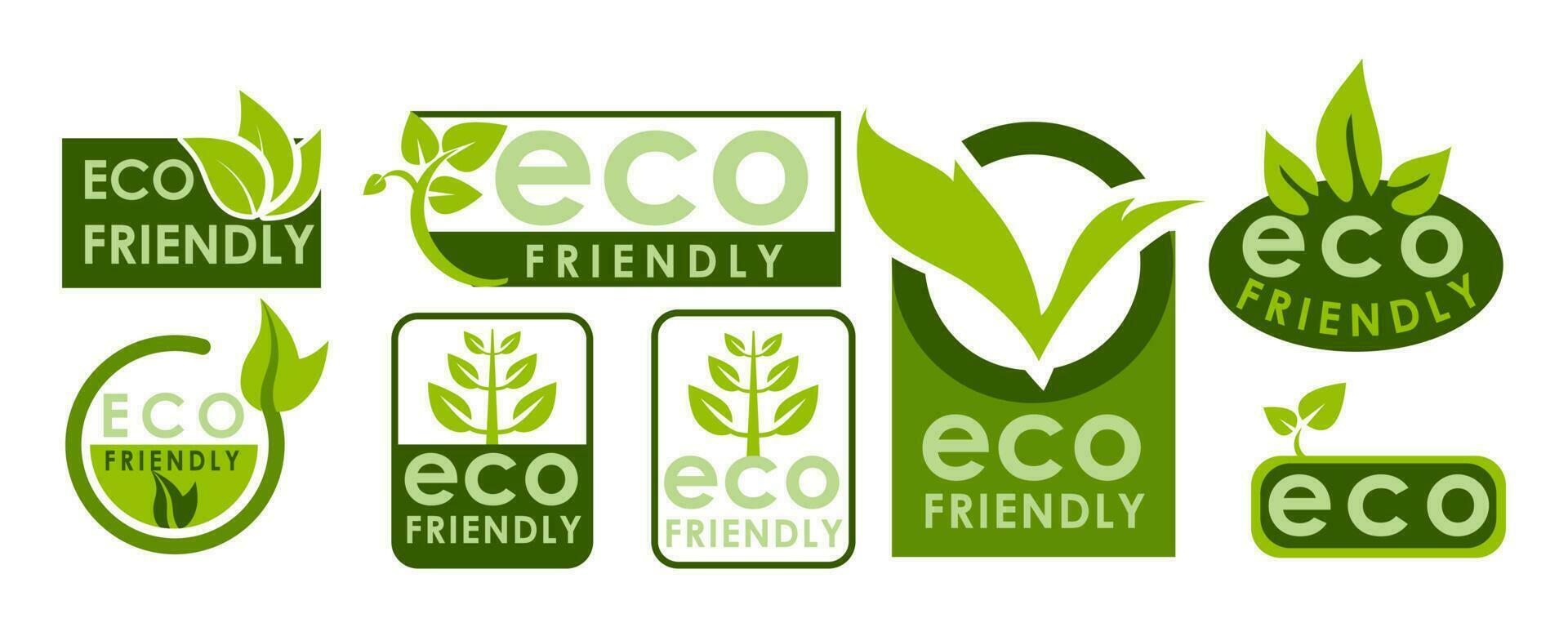 Set of eco friendly icons. Ecologic food stamps. Organic natural food labels vector