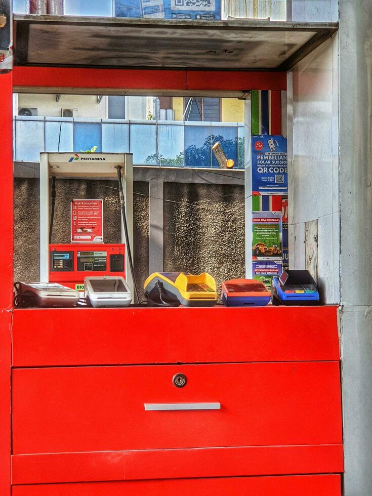 Jakarta, Indonesia in March 2023. Several edc machines from various banks for non-cash payments photo