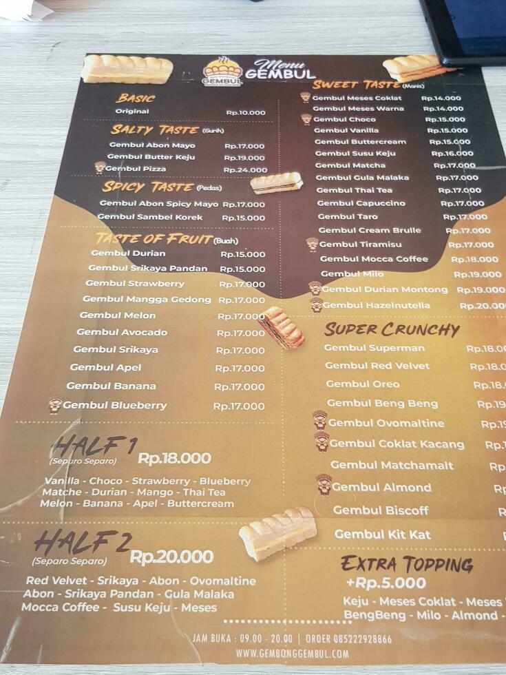 Bekasi, Indonesia in August 2021. The menu of a bakery, Roti Gembul photo