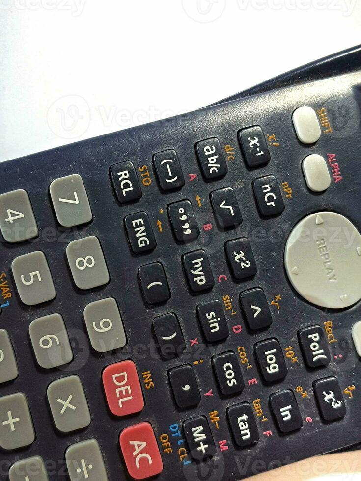 Close up photo of the buttons in the scientific calculator. 23752697