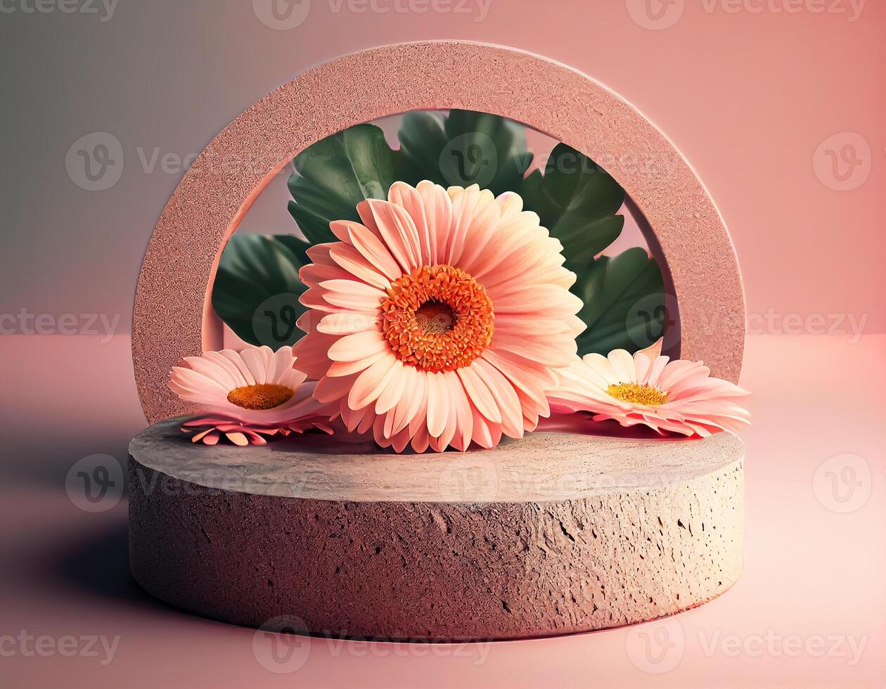 Abstract 3d podium for product presentation with geometric shapes, Empty round podium,Platforms for product presentation show new product background. photo