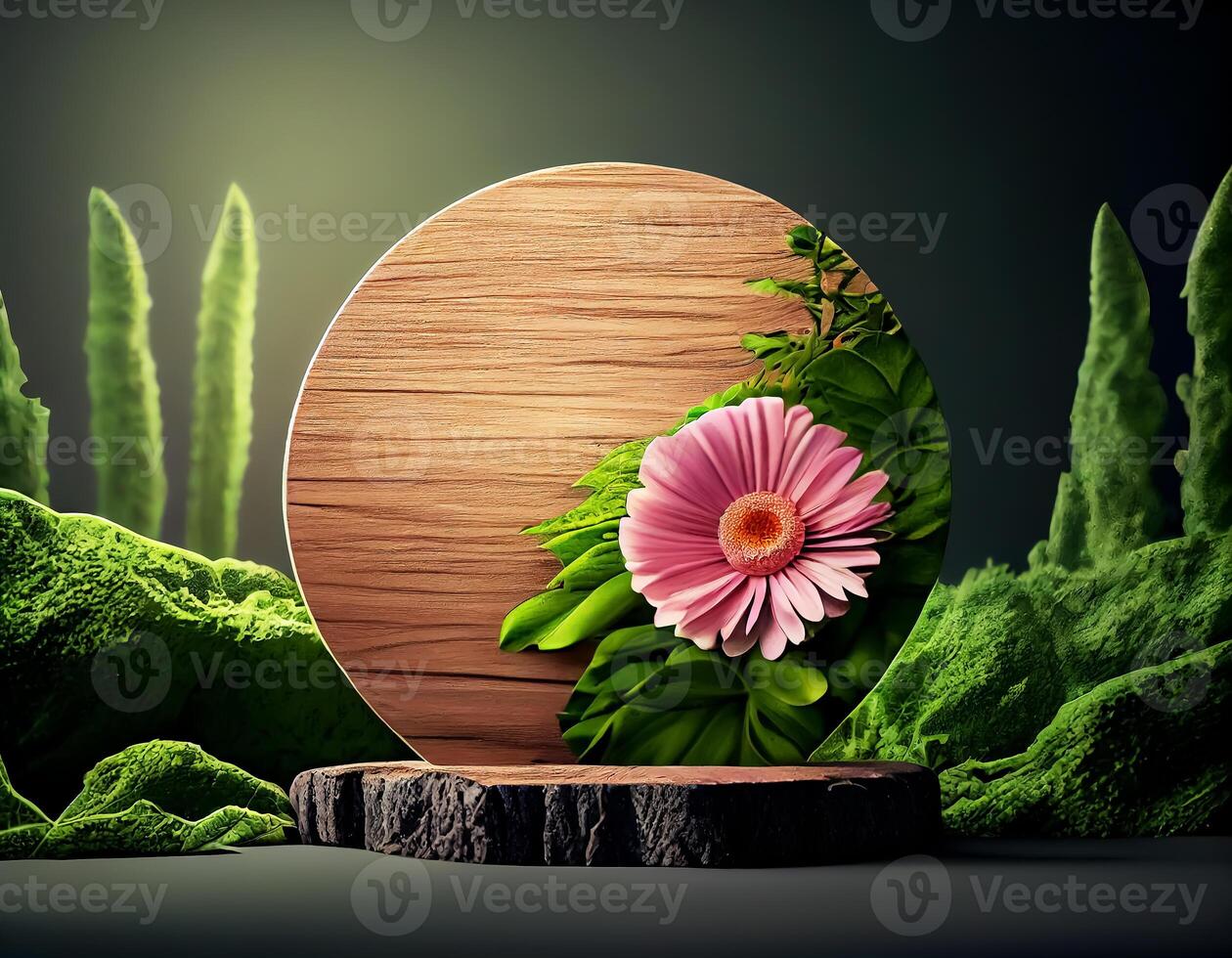 Abstract 3d podium for product presentation with geometric shapes, Empty round podium,Platforms for product presentation show new product background. photo