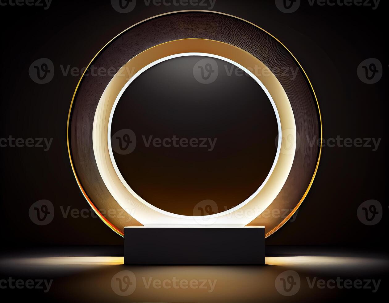 Abstract 3d podium for product presentation with geometric shapes, Empty round podium,Platforms for product presentation show new product background. photo