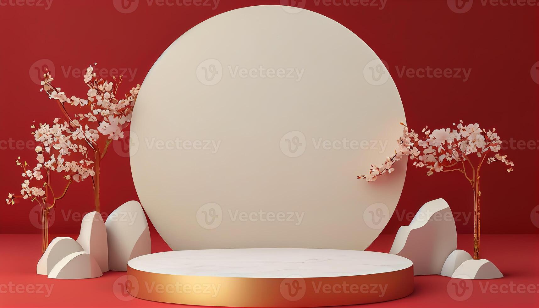 Abstract 3d podium for product presentation with geometric shapes, Empty round podium,Platforms for product presentation show new product background. photo