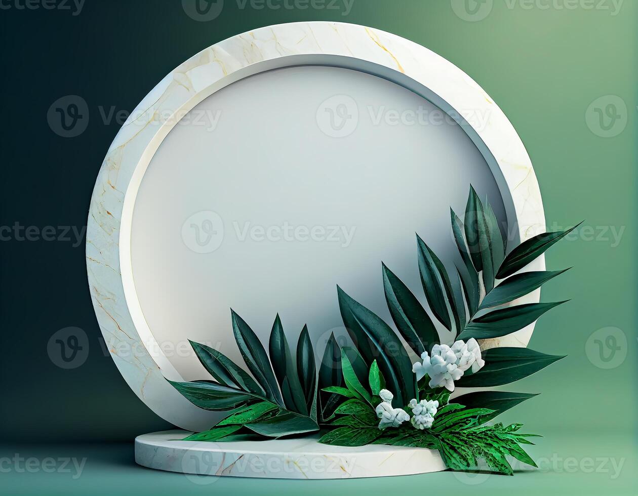 Abstract 3d podium for product presentation with geometric shapes, Empty round podium,Platforms for product presentation show new product background. photo