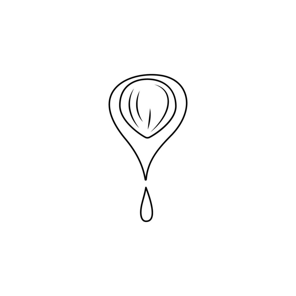 a drop of nuts line vector icon illustration