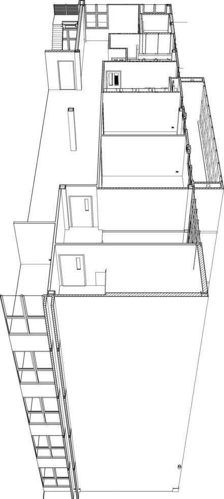 Ilustración 3D del proyecto de construcción vector