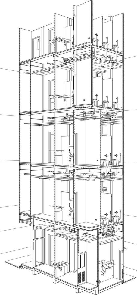Ilustración 3D del proyecto de construcción vector