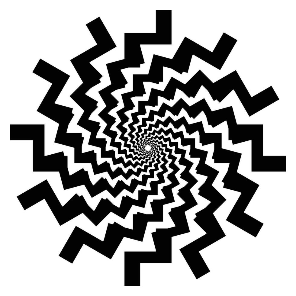Black geometric spiral shape on white background vector