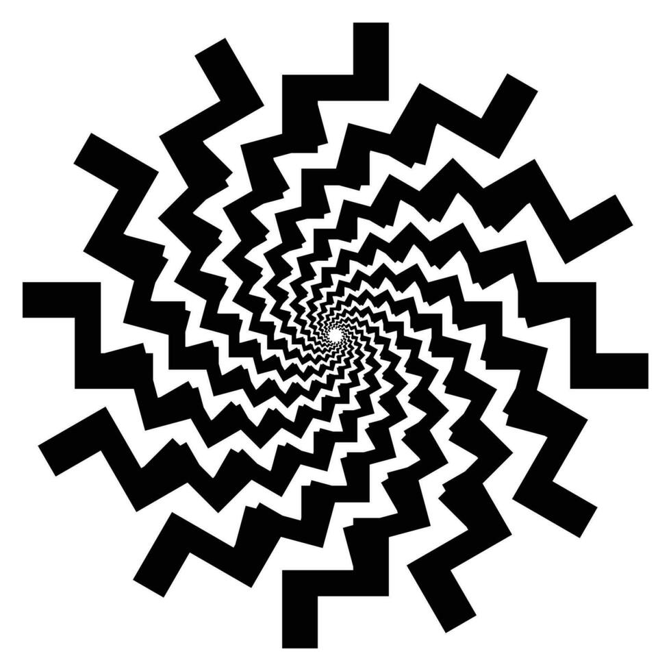 Black geometric spiral shape on white background vector