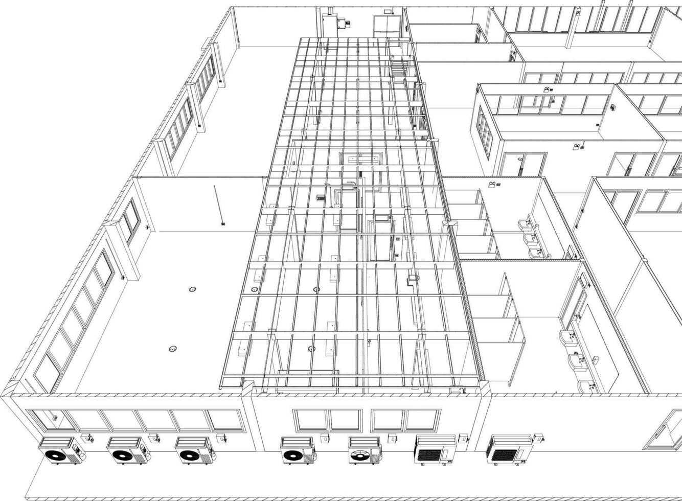 Ilustración 3D del proyecto de construcción vector