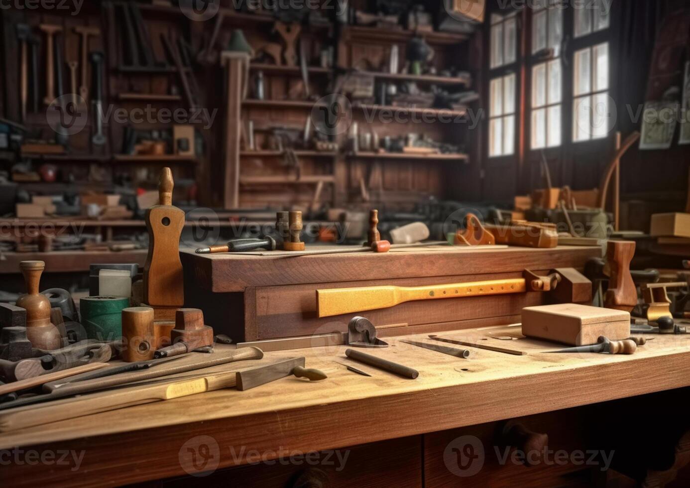 indoor or interior wood workshop with photo