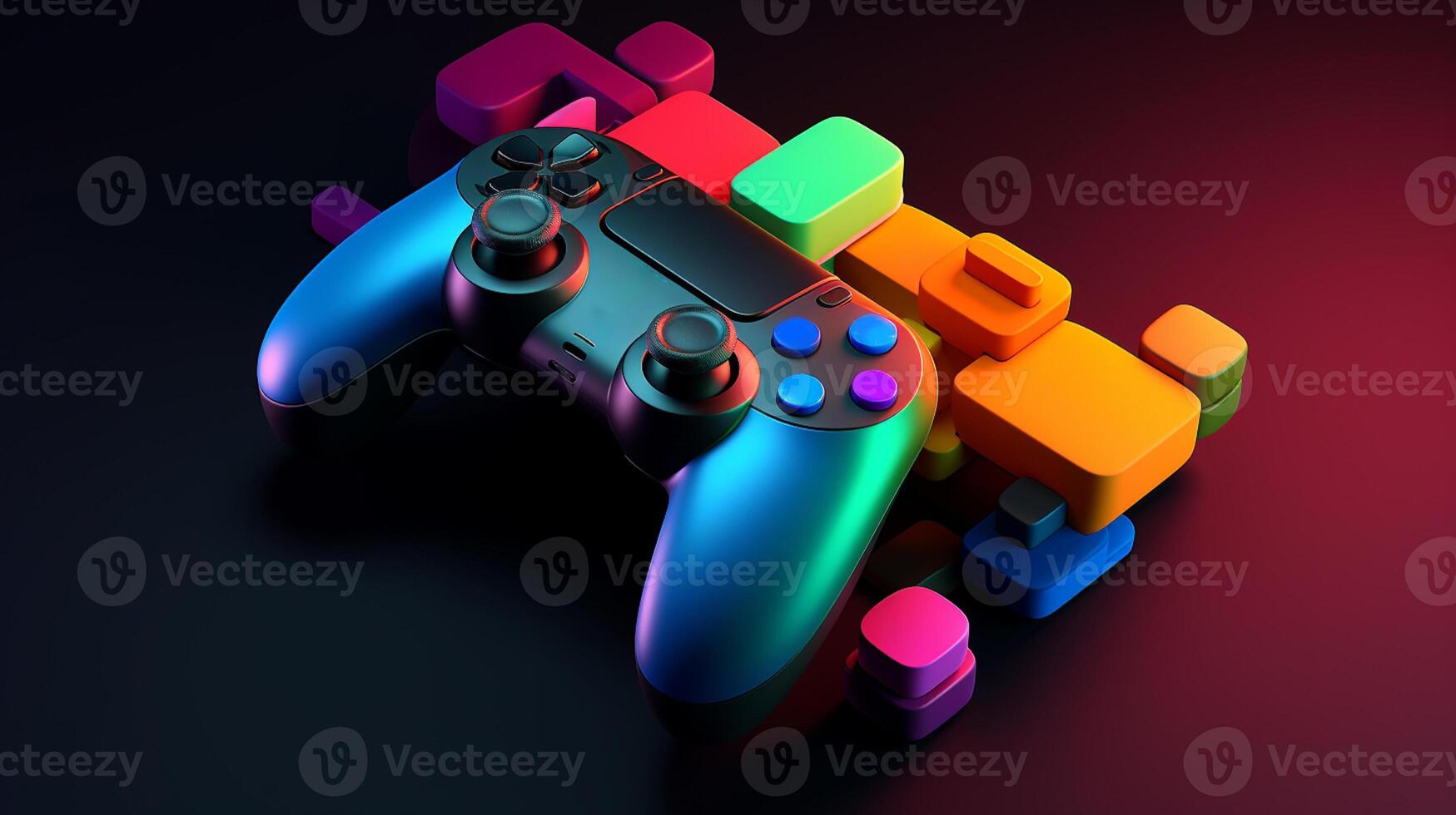 Gaming controller in trending color palette with photo