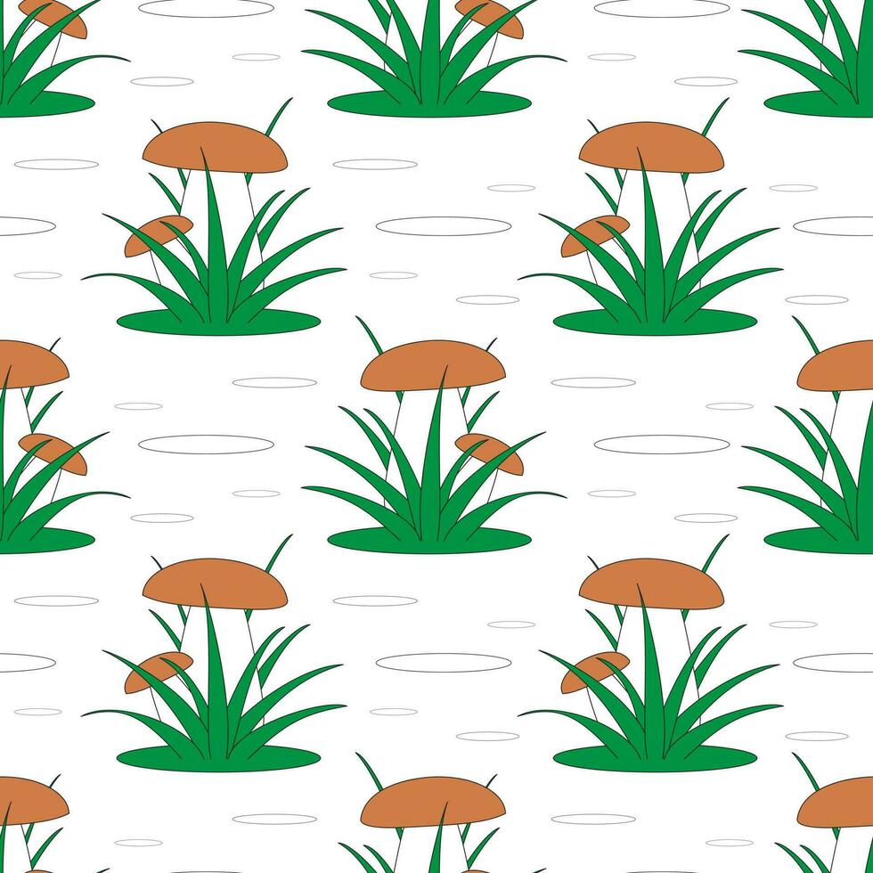 Vector seamless children's pattern. Mushrooms in a clearing.