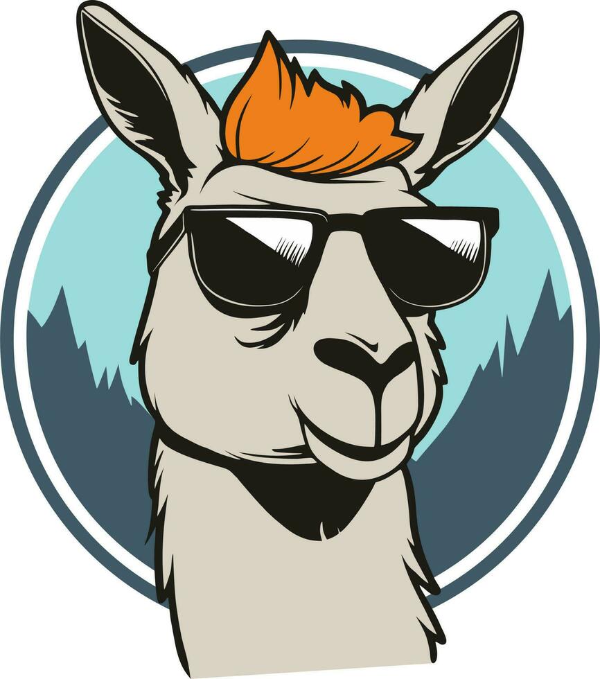 Funny llama in sunglasses clipart vector