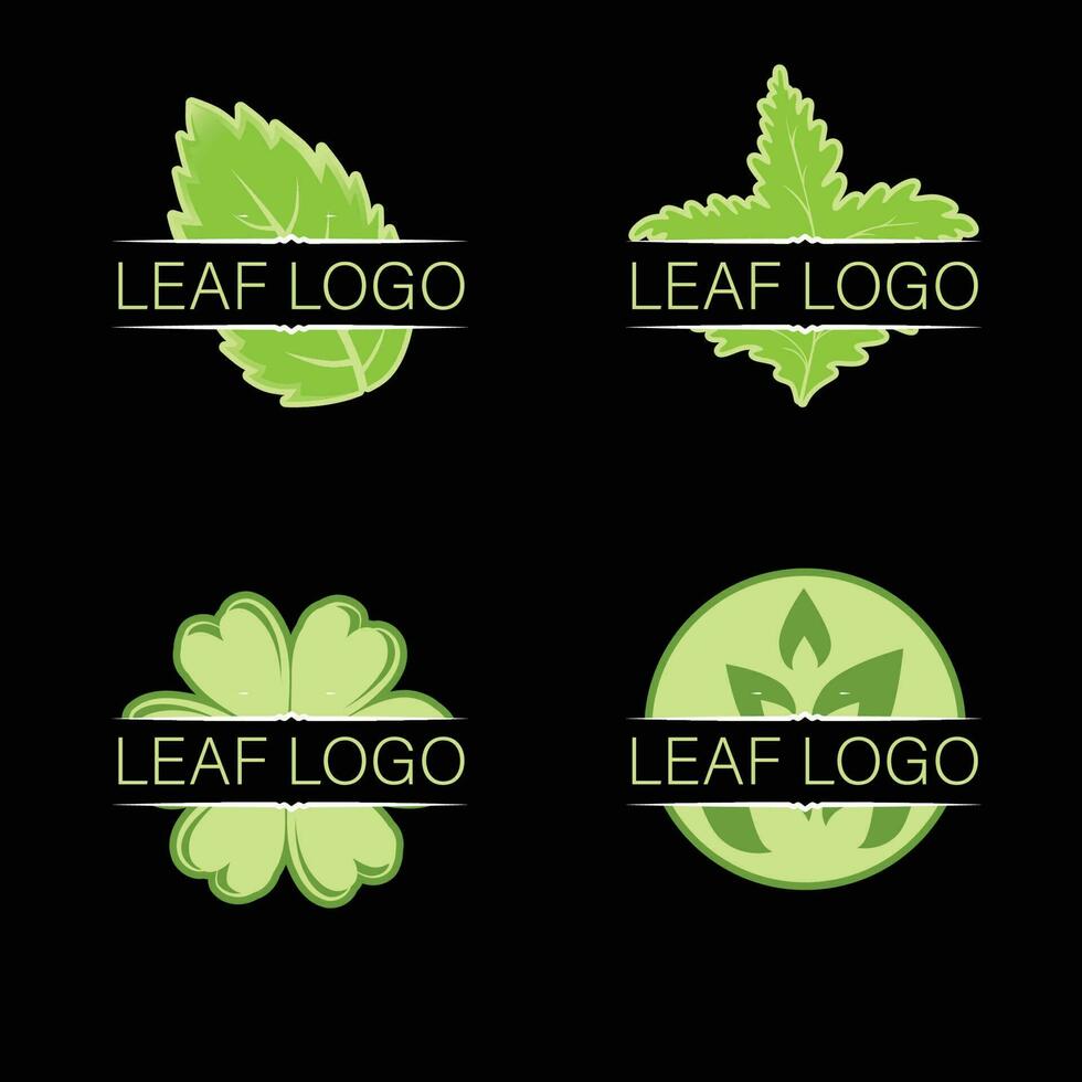 set of logos eco ecology leaf bio plant organic natural remedy herb vector