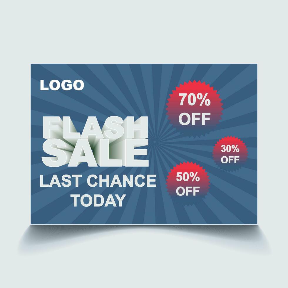 3D Flash Sale Promotion Poster Pro Vector A4 landscape size