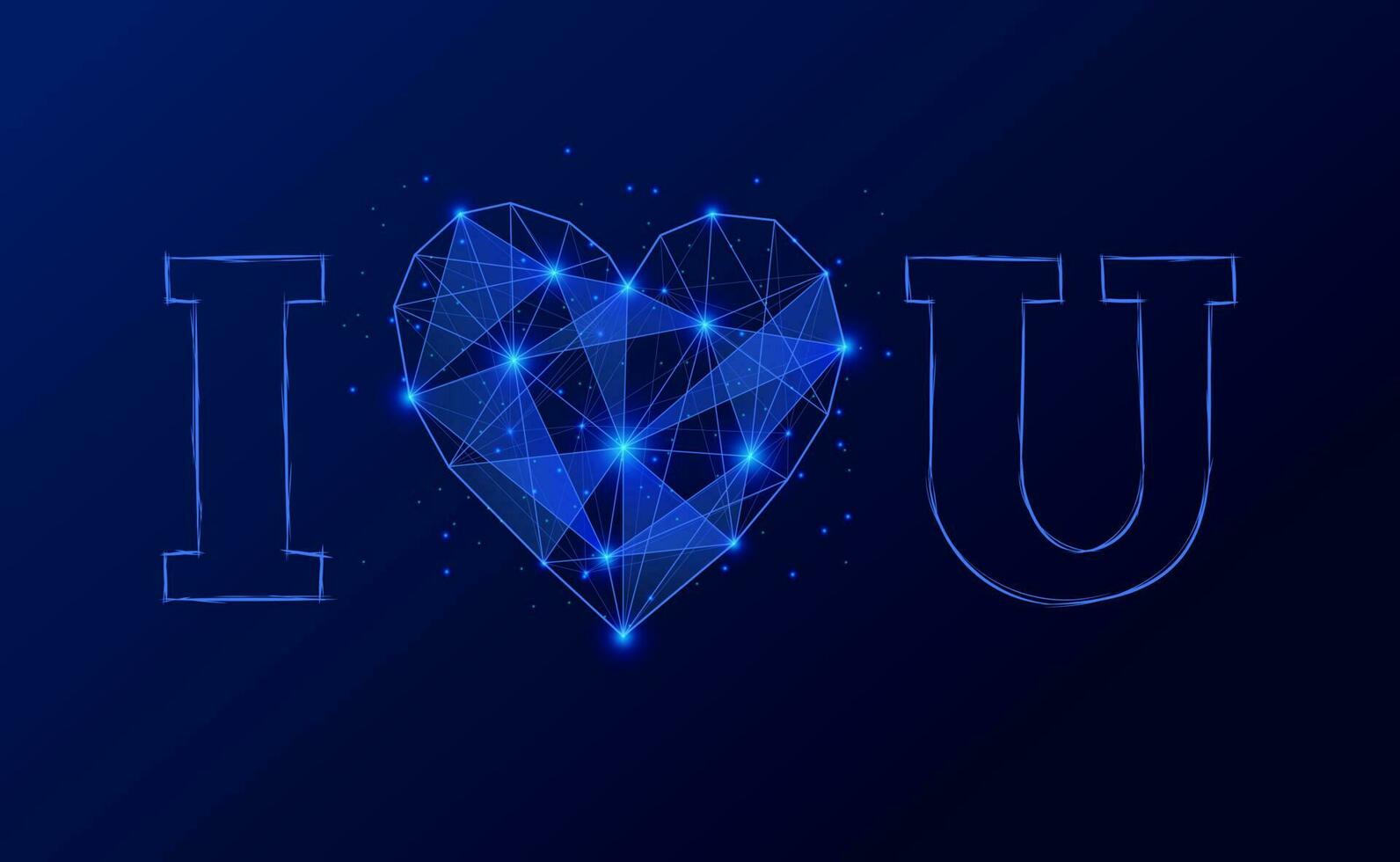 I Love You Space Low Poly Background vector