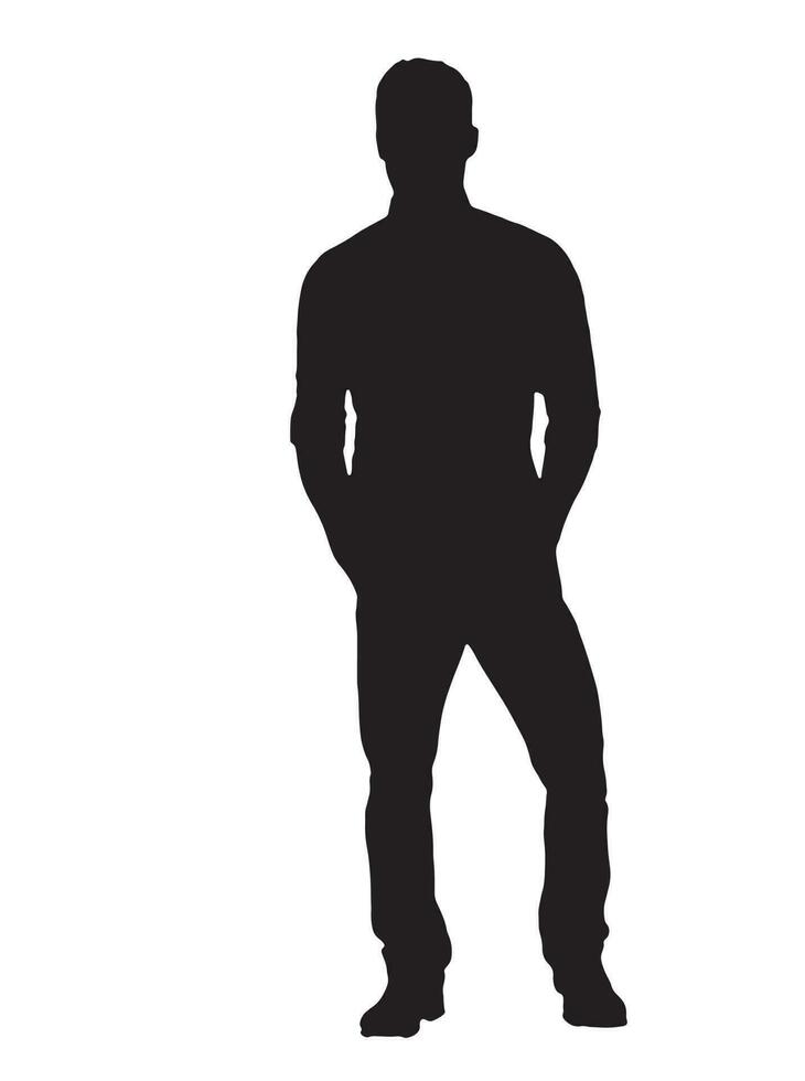Man in Suit, Front View, Vector Silhouette