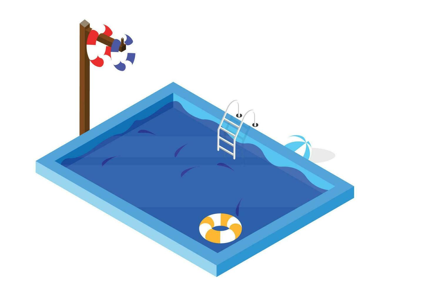 isométrica nadando piscina icono vector