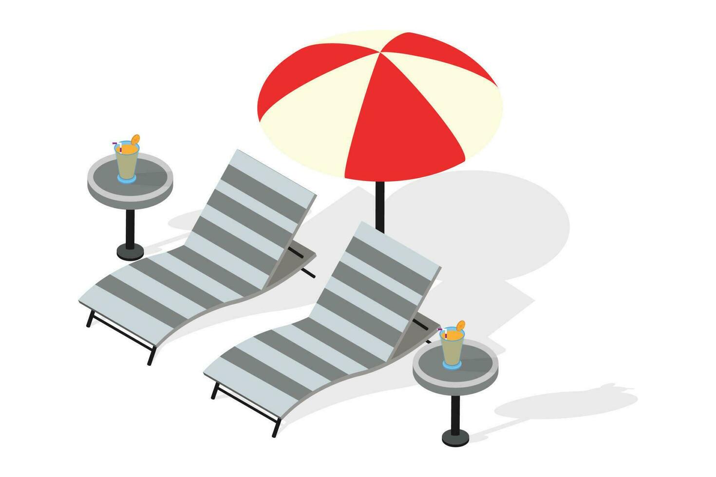 Isometric Beach Lounge Chairs Icon vector