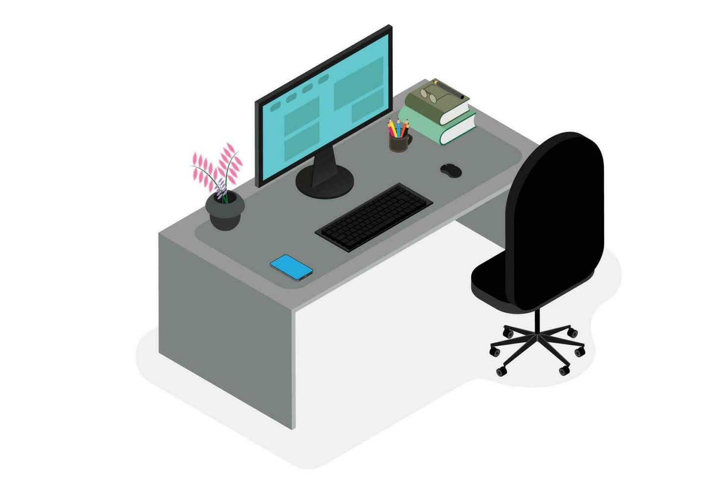 Isometric Computer Workspace vector