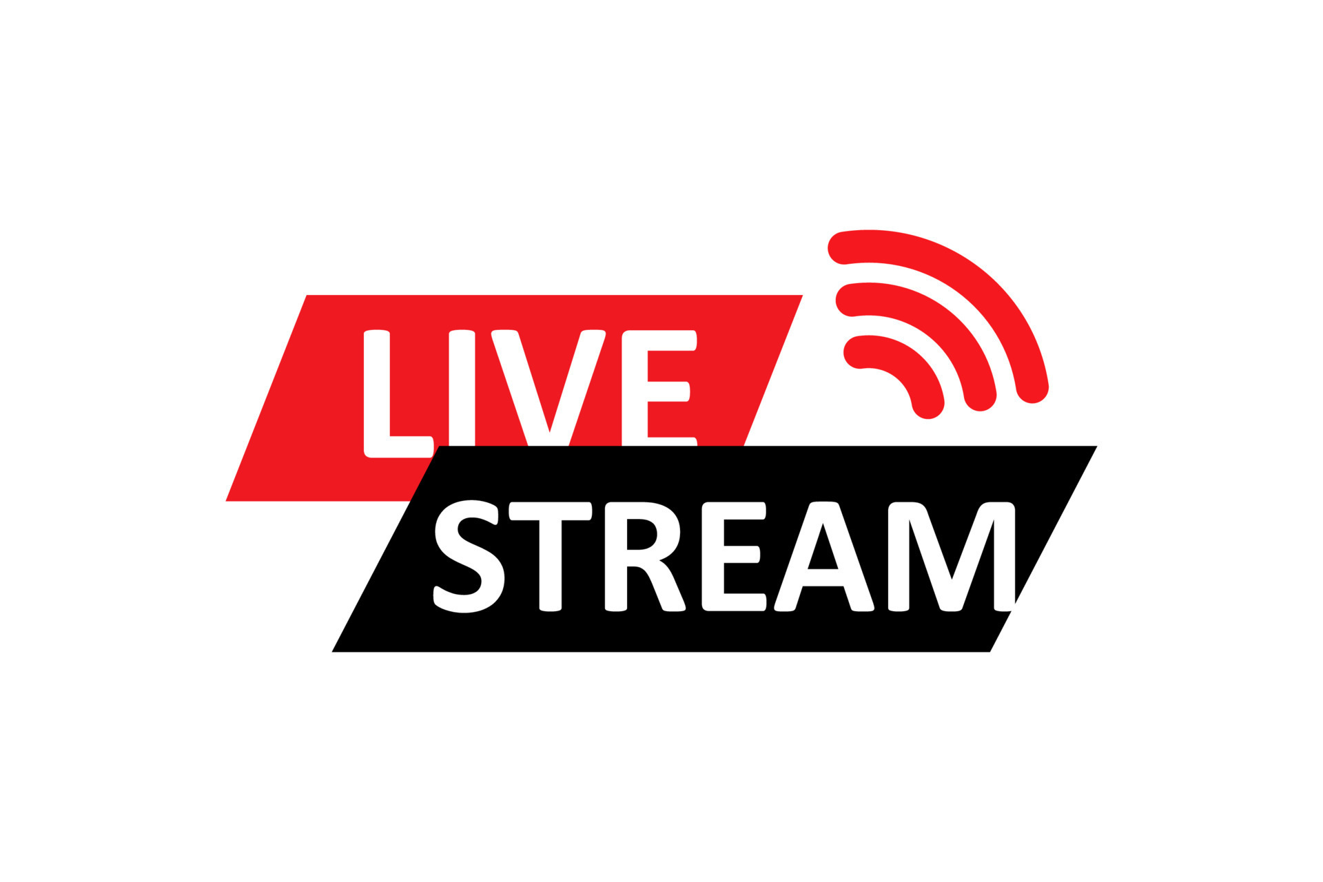 Live stream symbol, icon with play button. Emblem for broadcasting, online tv, sport, news and radio streaming. Template for shows, movies and live performances