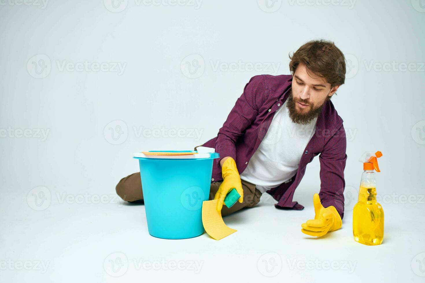 man washes floors at home interior professionals lifestyle photo