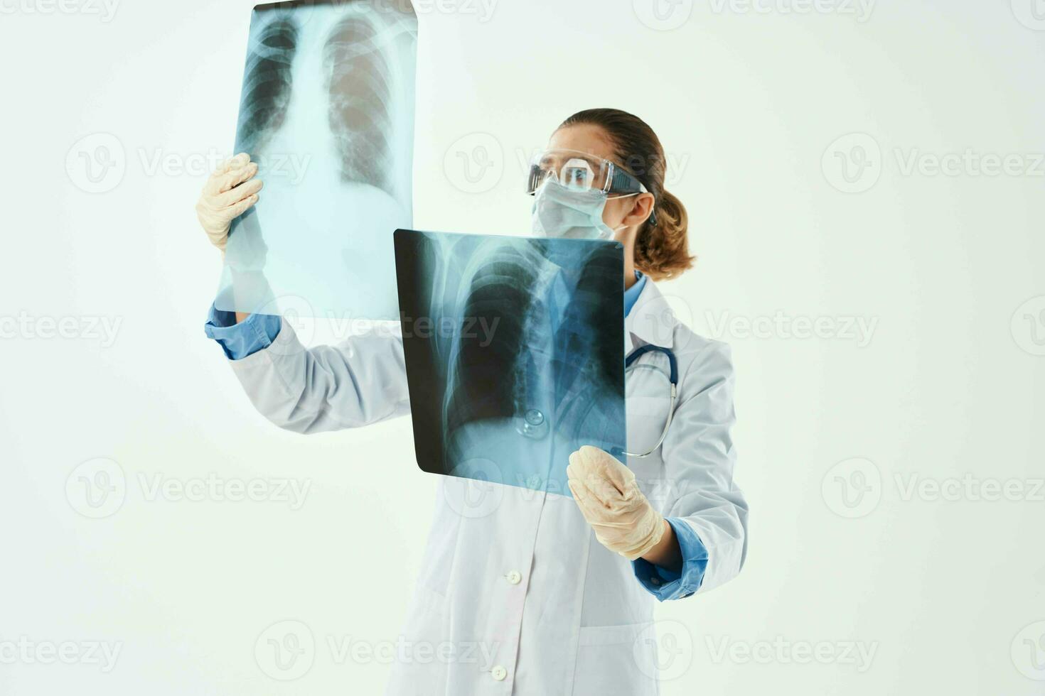 emotional female doctor x-ray hand gesture diagnostics photo