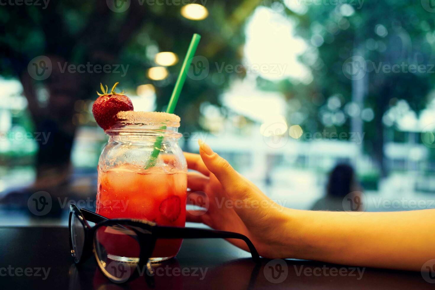 cocktail with a straw close-up leisure restaurant summer communication photo