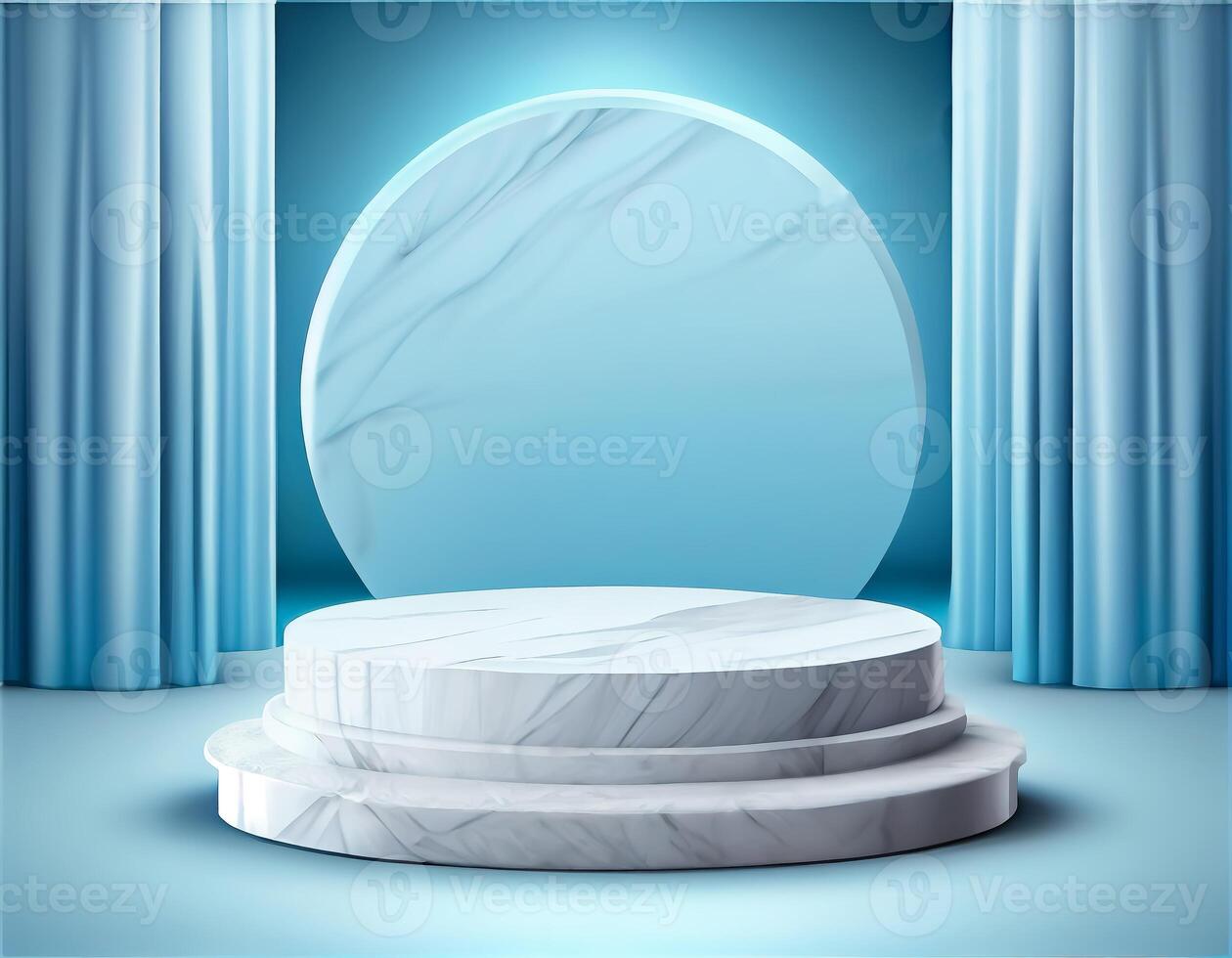 Abstract 3d podium for product presentation with geometric shapes, Empty round podium,Platforms for product presentation show new product background. photo