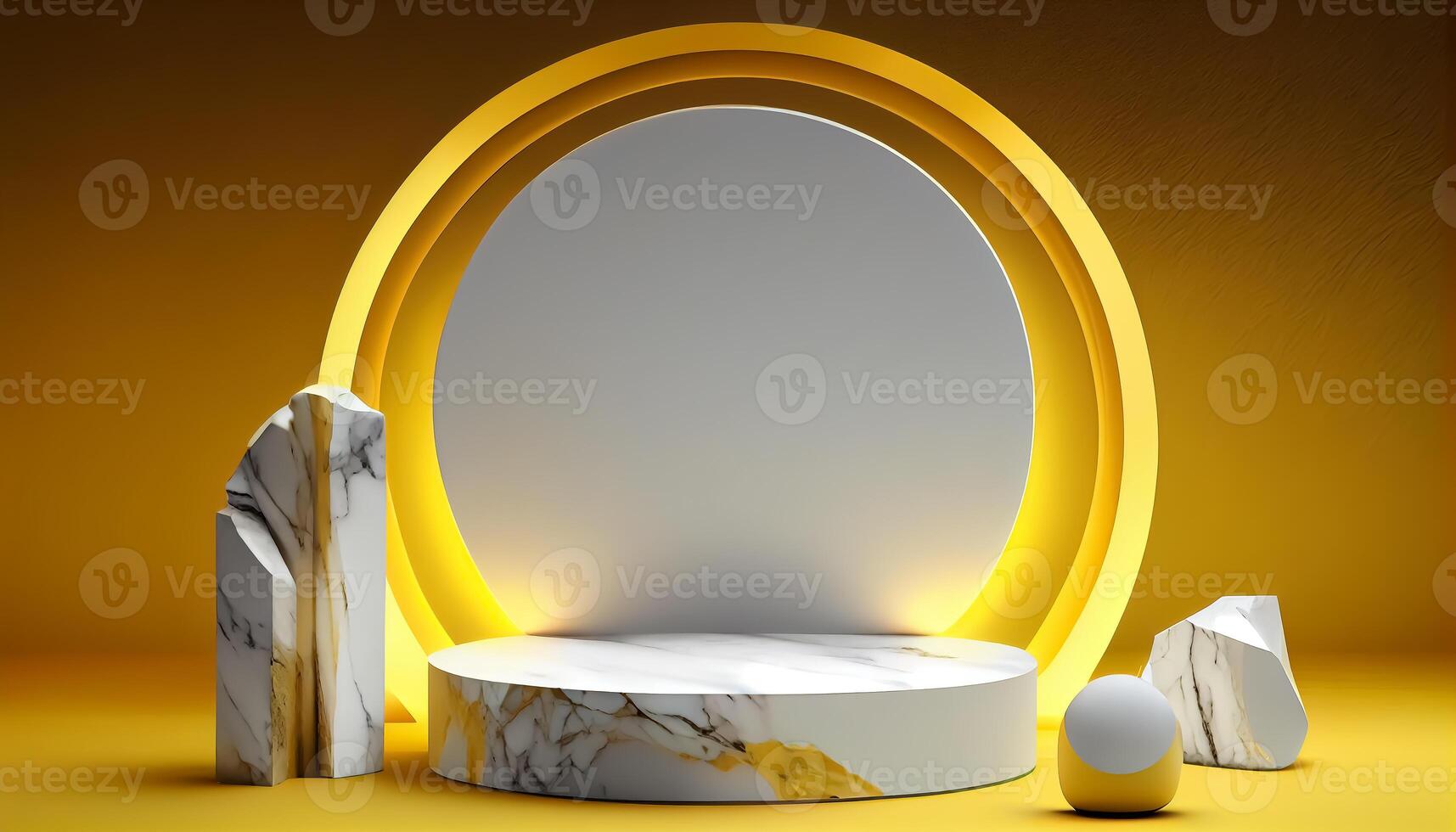 Abstract 3d podium for product presentation with geometric shapes, Empty round podium,Platforms for product presentation show new product background. photo