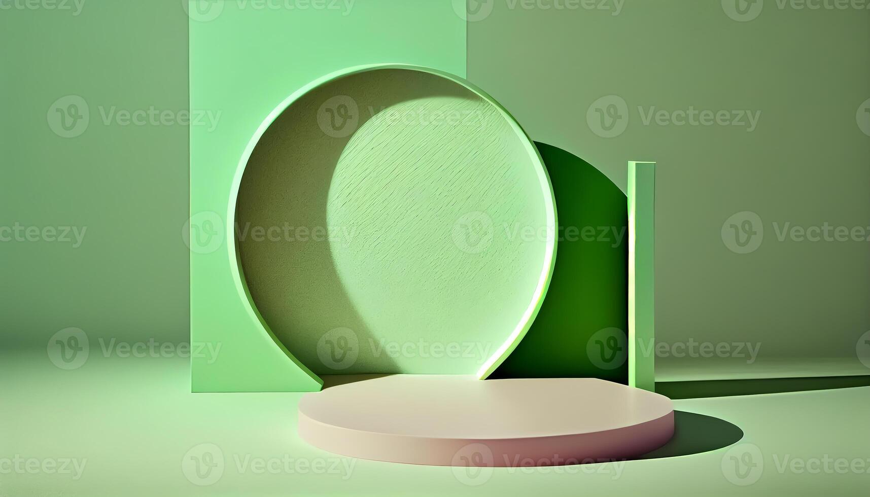 Abstract 3d podium for product presentation with geometric shapes, Empty round podium,Platforms for product presentation show new product background. photo