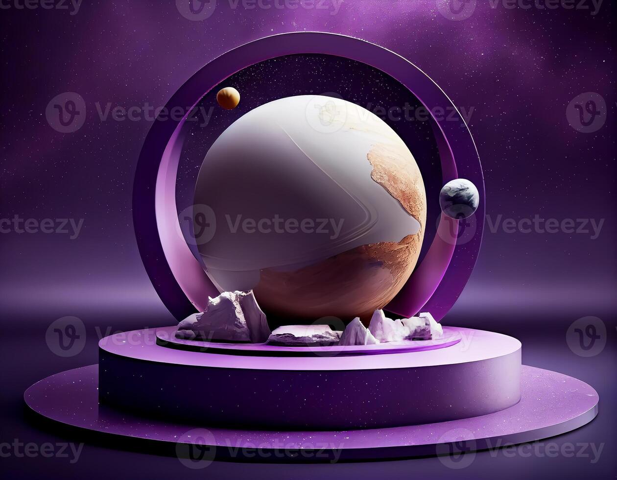 Abstract 3d podium for product presentation with geometric shapes, Empty round podium,Platforms for product presentation show new product background. photo