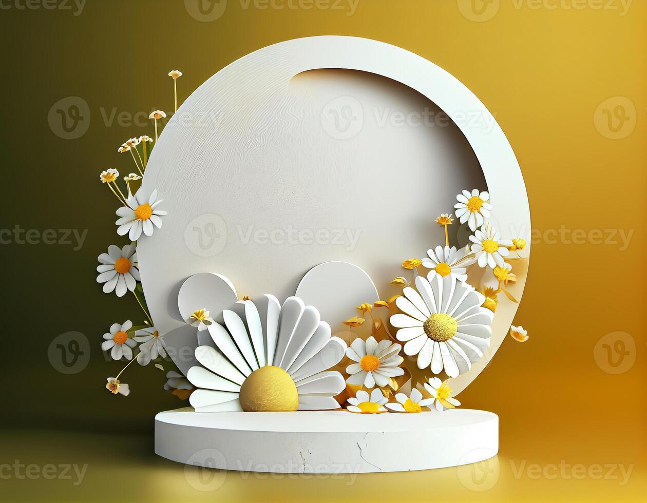 Abstract 3d podium for product presentation with geometric shapes, Empty round podium,Platforms for product presentation show new product background. photo