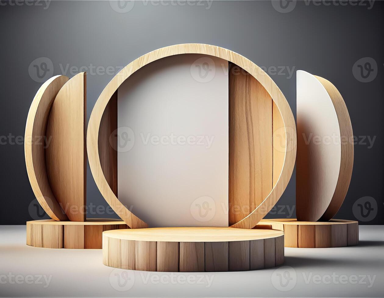 Abstract 3d podium for product presentation with geometric shapes, Empty round podium,Platforms for product presentation show new product background. photo