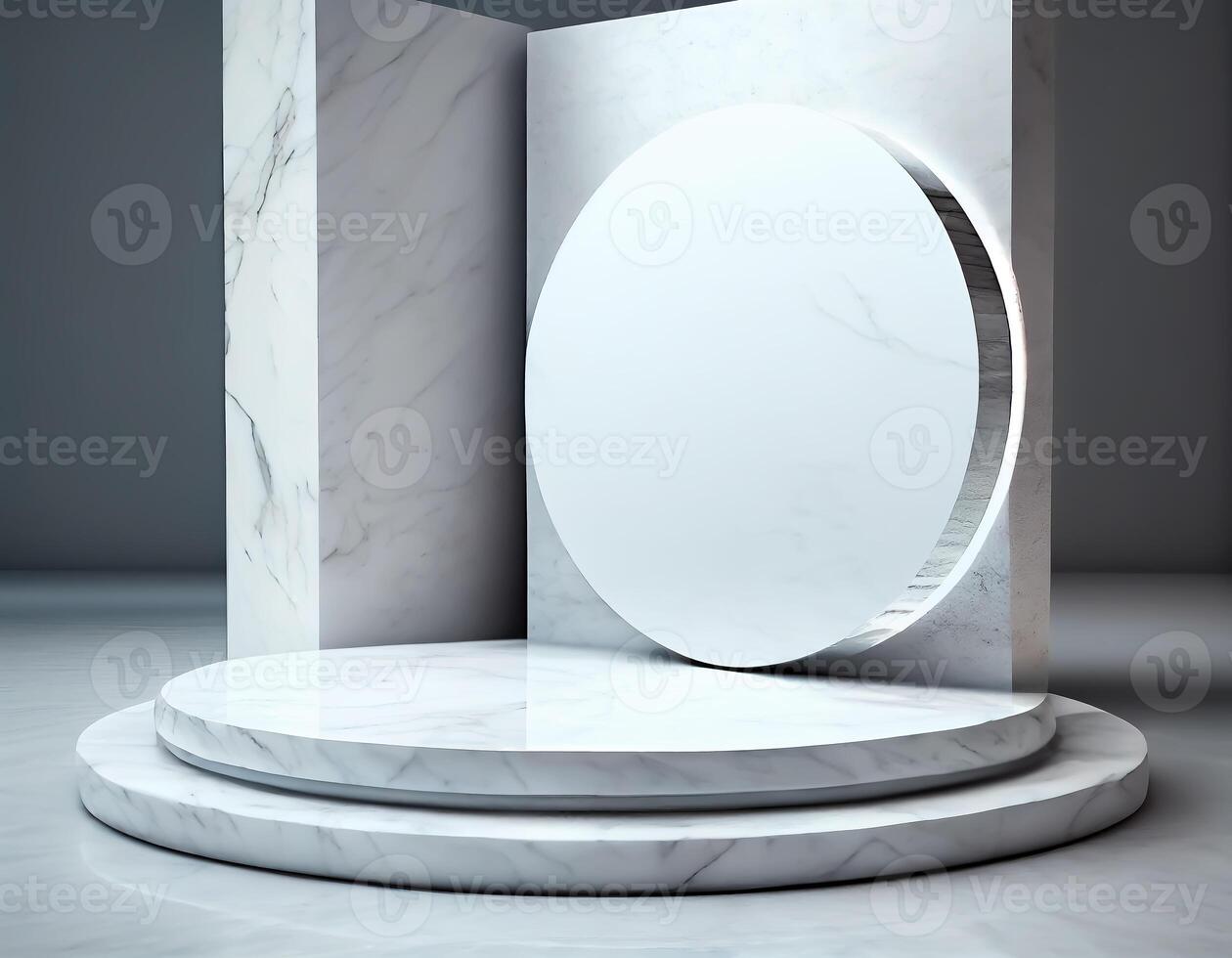 Abstract 3d podium for product presentation with geometric shapes, Empty round podium,Platforms for product presentation show new product background. photo