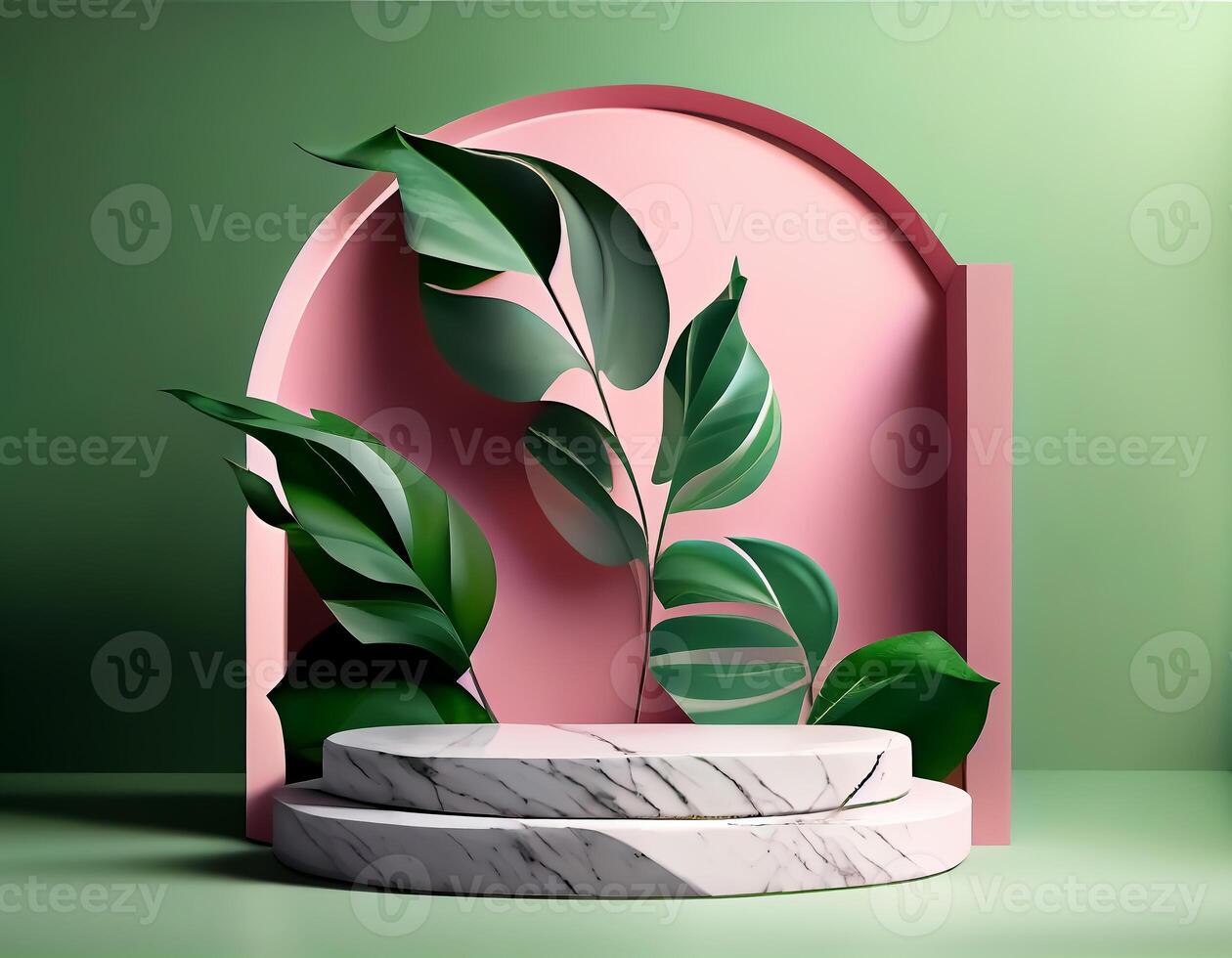 Abstract 3d podium for product presentation with geometric shapes, Empty round podium,Platforms for product presentation show new product background. photo
