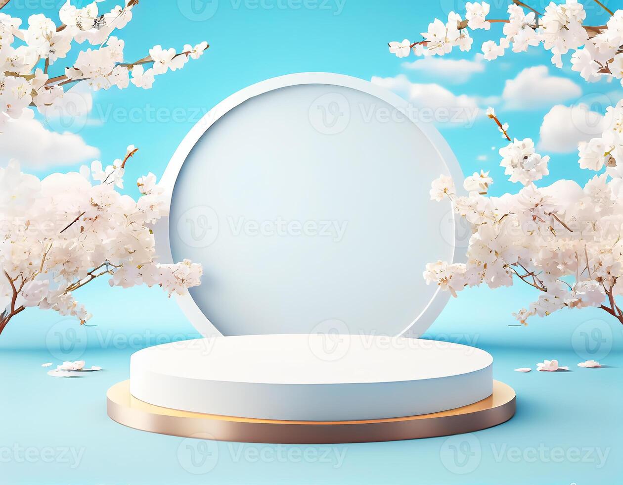 Abstract 3d podium for product presentation with geometric shapes, Empty round podium,Platforms for product presentation show new product background. photo