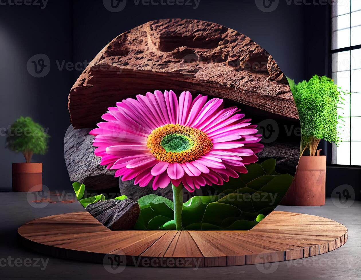 Abstract 3d podium for product presentation with geometric shapes, Empty round podium,Platforms for product presentation show new product background. photo