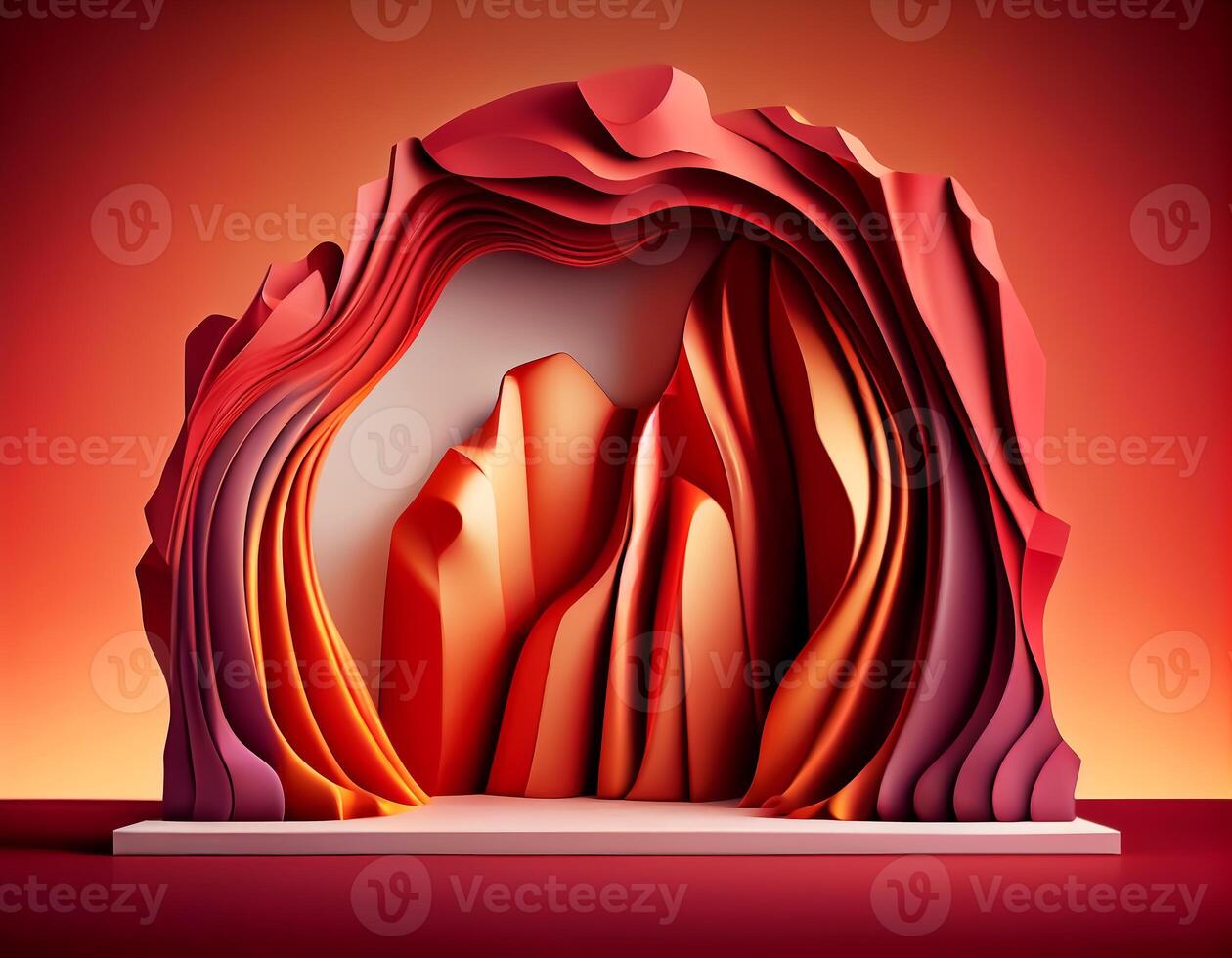 Abstract 3d podium for product presentation with geometric shapes, Empty round podium,Platforms for product presentation with shadows and light background. photo