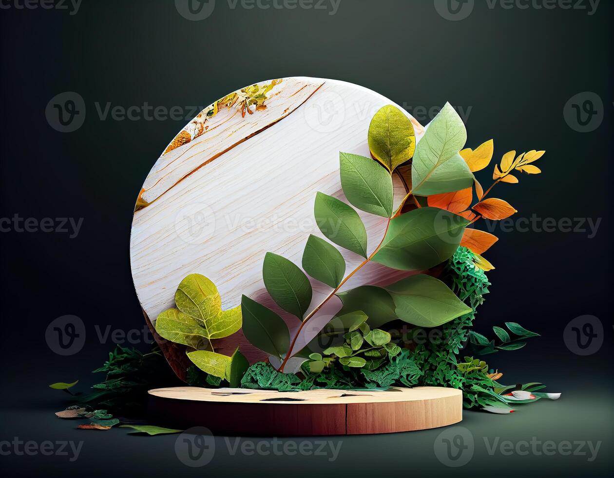 Abstract 3d podium for product presentation with geometric shapes, Empty round podium,Platforms for product presentation show new product background. photo