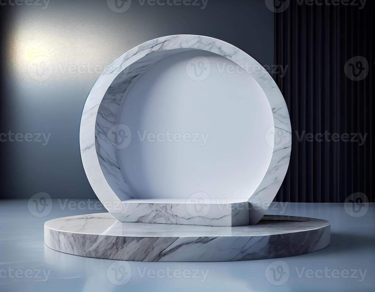 Abstract 3d podium for product presentation with geometric shapes, Empty round podium,Platforms for product presentation show new product background. photo