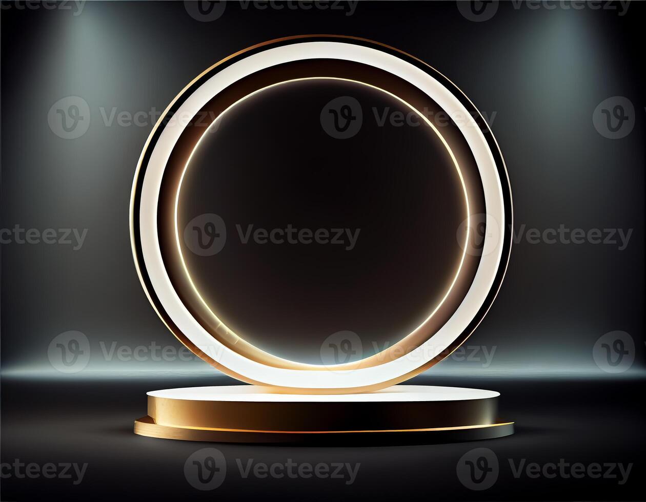 Abstract 3d podium for product presentation with geometric shapes, Empty round podium,Platforms for product presentation show new product background. photo