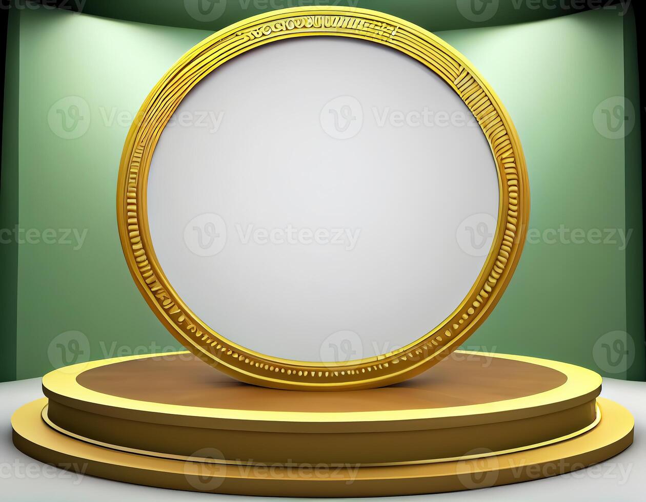 Abstract 3d podium for product presentation with geometric shapes, Empty round podium,Platforms for product presentation show new product background. photo