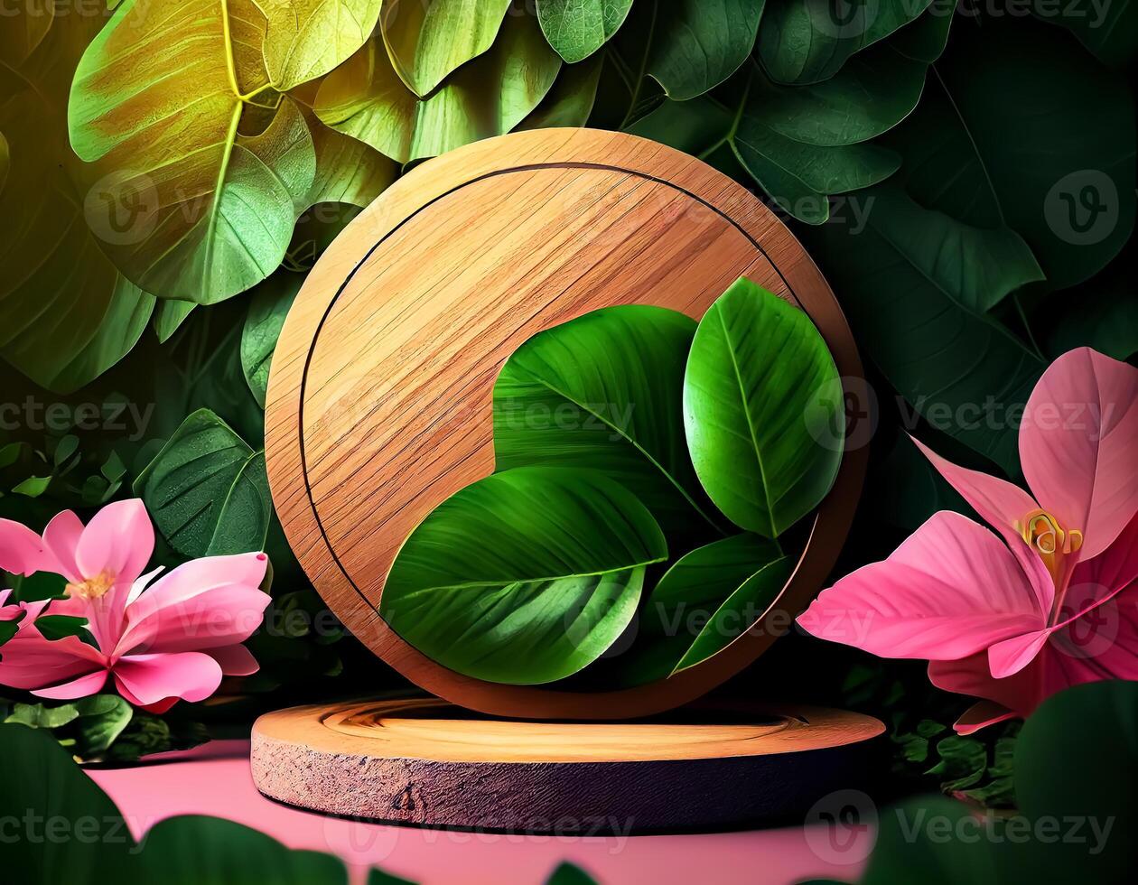 Abstract 3d podium for product presentation with geometric shapes, Empty round podium,Platforms for product presentation show new product background. photo